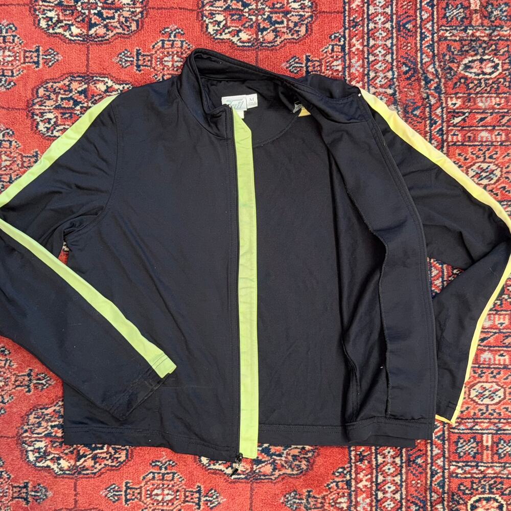 Tail Womens Size M Black Zip Front Soft Shell Jacket Contrasting Stripes EXC VTG